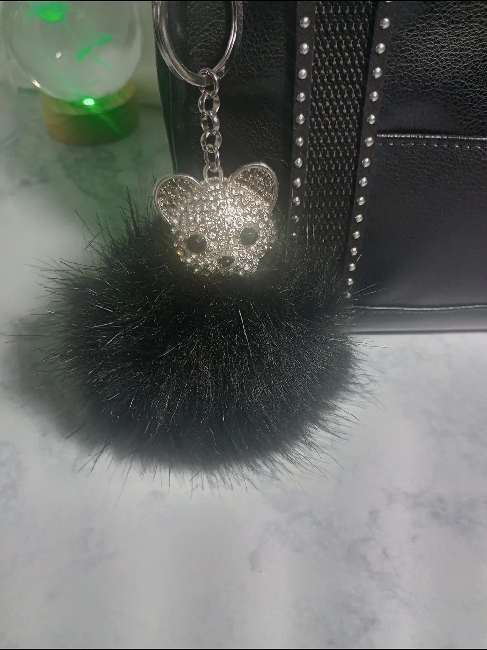 Handmade Black Vinyl Handbag With Removable Charms, Christmas, Birthday Gift